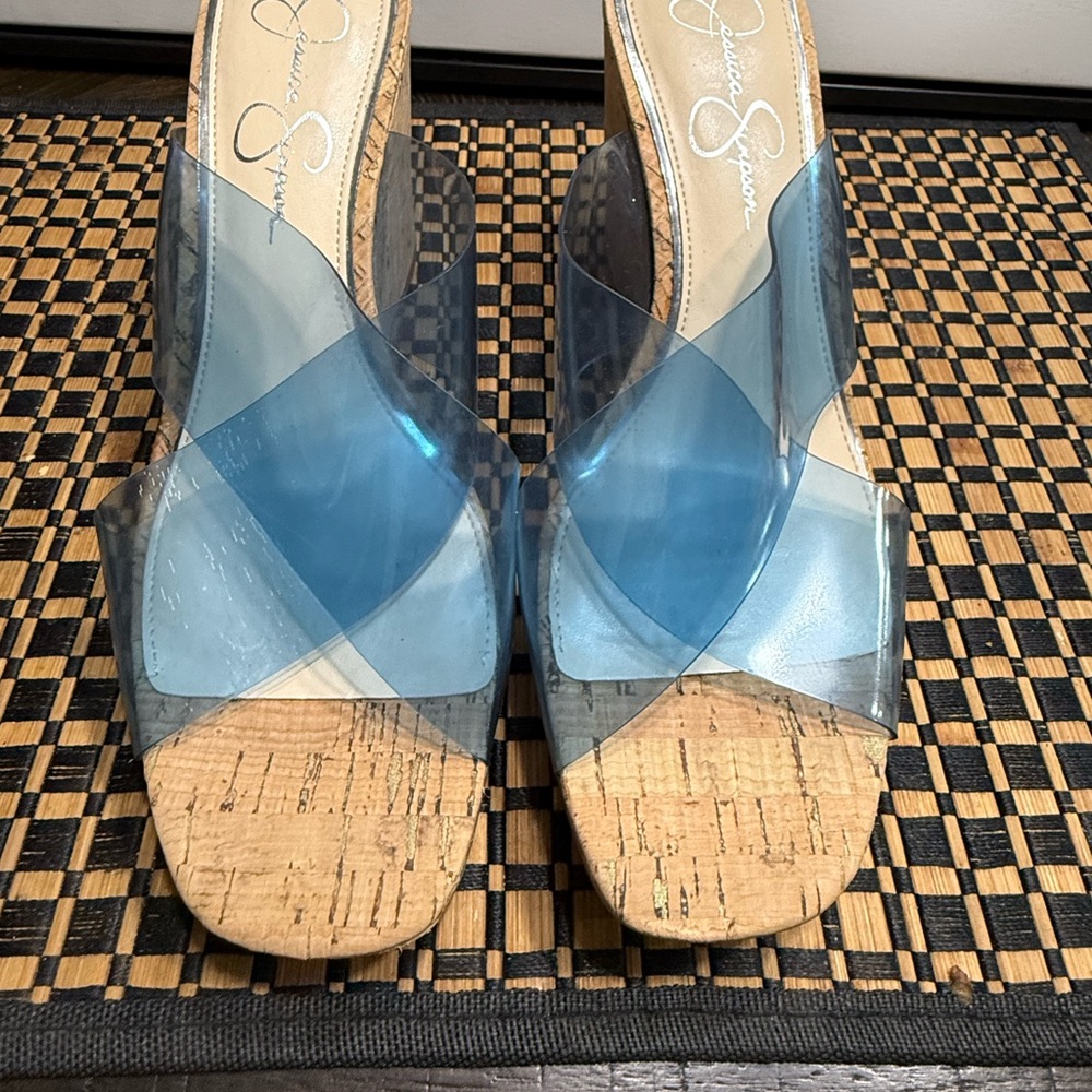 Jessica Simpson Blue Transparent Heels Women SZ 8.5 Box 14